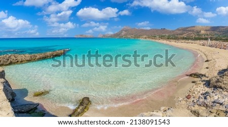 Landscape with Falasarna beach, Crete island, Greece Royalty-Free Stock Photo #2138091543