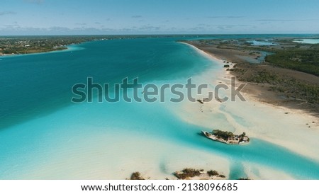 Beautiful landscape the pirate channel of bacalar Quintana roo, Mexico, its lagoon of seven colors from the skies.