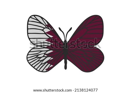 Butterfly wings in color of national flag. Clip art on white background. Qatar