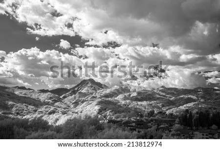 Beautiful infrared view of mountain landscape.