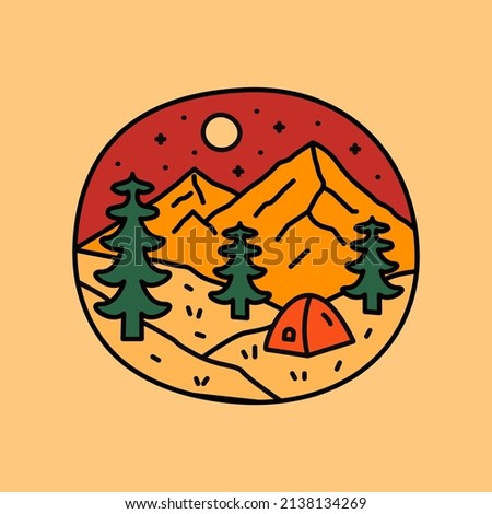 Nature camp trees wildlife design for sticker, t-shirt, badge, etc
