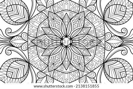 Doodle Zen tangle design mandala coloring book pages for adults vector illustration