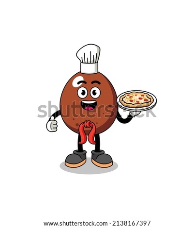 Illustration of chocolate egg as an italian chef , character design