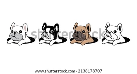 dog vector french bulldog icon hole puppy character cartoon pet symbol scarf isolated tattoo stamp clip art illustration design