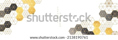  Abstract art template with geometric pattern in Japanese style. Mountain layout design in Asian style. Invitation banner design. Gold and black texture. Royalty-Free Stock Photo #2138190761