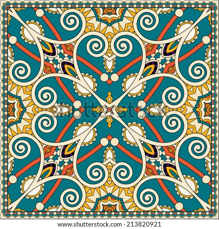 Traditional ornamental floral paisley bandanna. You can use this pattern in the design of carpet, shawl, pillow, cushion, raster version