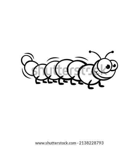 Hand drawn icon of caterpillar in doodle style isolated on white background.