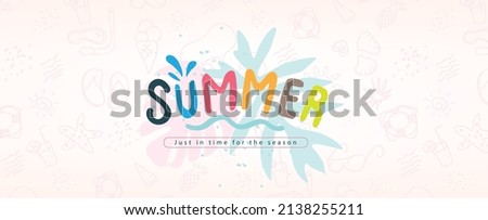 Tropical Colorful Summer beach vibes background layout banner design Royalty-Free Stock Photo #2138255211