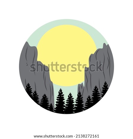 HILL AND SUN vector logo design, suitable for icon, symbol or nature element design