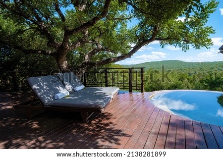 luxury pool, South Africa Kwazulu natal, luxury safari lodge in the bush of a Game reserve Royalty-Free Stock Photo #2138281899