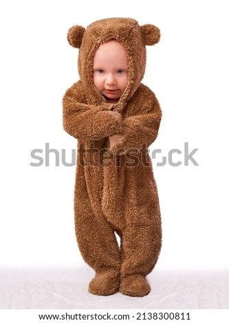 Teddys have never been cuter. Studio shot of a little boy dressed up as a teddy bear.