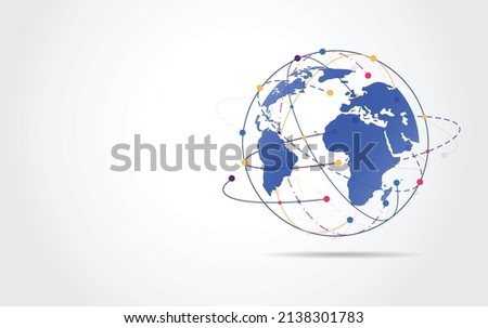 Global network connection. World map point and line composition concept of global business. Vector Illustration Royalty-Free Stock Photo #2138301783