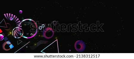 Dark retro futuristic art neon abstraction deep black space sky background background cosmos new art 3d starry sky glowing galaxy and planets blue circles