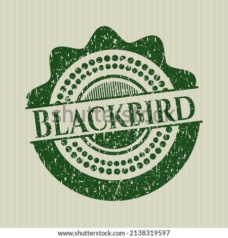Green Blackbird distress grunge style stamp. 
