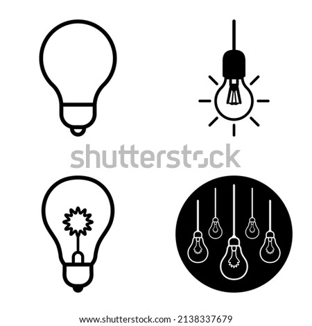 Lightbulbs1-3 Flat Icon Set Isolated On White Background