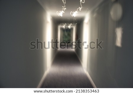 interior corridor of a building with paranormal activity, nightmare