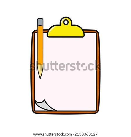 Cute funny clip board character. Vector hand drawn cartoon kawaii character illustration icon. Isolated white background. Clip board character concept emoji,child,adorable,kids,clip board,cute,drawing