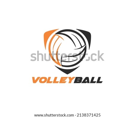 Volleyball logo, emblem, icons, designs templates with volleyball ball and shield on a light background