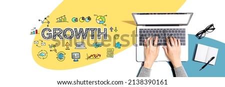 Growth with person using a laptop computer
