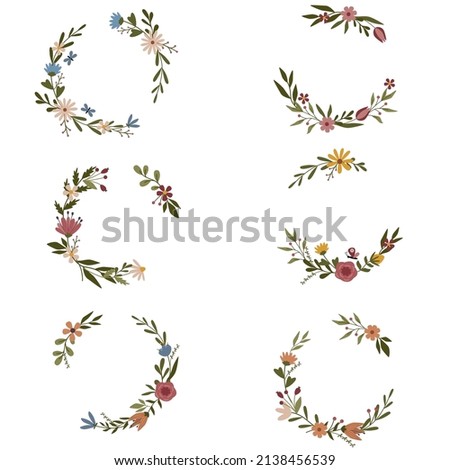 Floral frames set for kids cards and posters