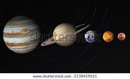 planets earth, mars, Jupiter, Saturn and Venus