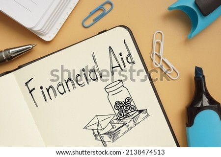 Financial aid is shown on a photo using the text