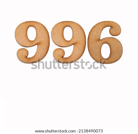 Number 996 - Piece of wood isolated on white background