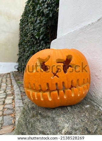 Halloween Pumpkin in Europe. Praha, CzechRepublic, October 2021. Royalty-Free Stock Photo #2138528269