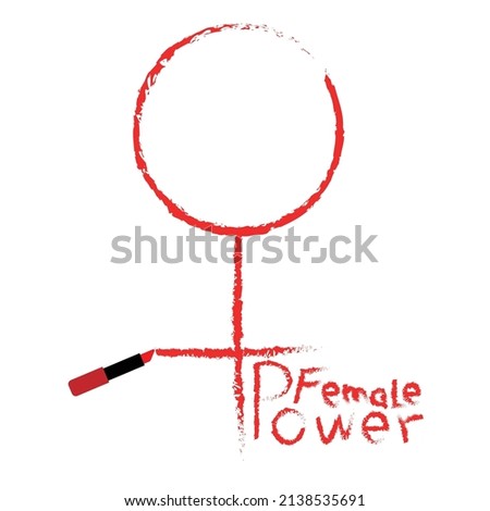 Female symbol in red color , hand writing vector. female , girl , woman icons. Feminine signs . Grunge painted style. lipstick writing
