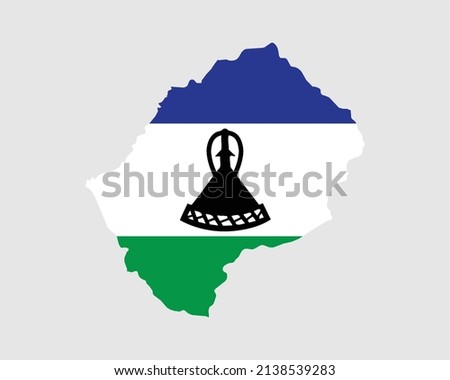 Lesotho Map Flag. Map of the Kingdom of Lesotho with the Mosotho country banner. Vector Illustration.