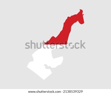 Monaco Map Flag. Map of the Principality of Monaco with the Monacan country banner. Vector Illustration.