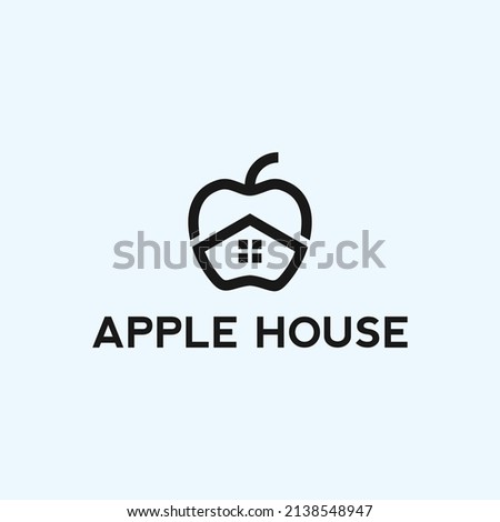 house apple logo design icon vector silhouette illustration