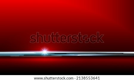 Red car body fragment, part. Background for banner in automotive style. Shiny car close up view. Vehicle paint coating texture. Chrome molding, logo, steel body. Vector background, template, mockup Royalty-Free Stock Photo #2138553641