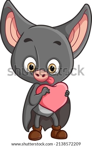 The silly bat is holding the love doll for valentine of illustration
