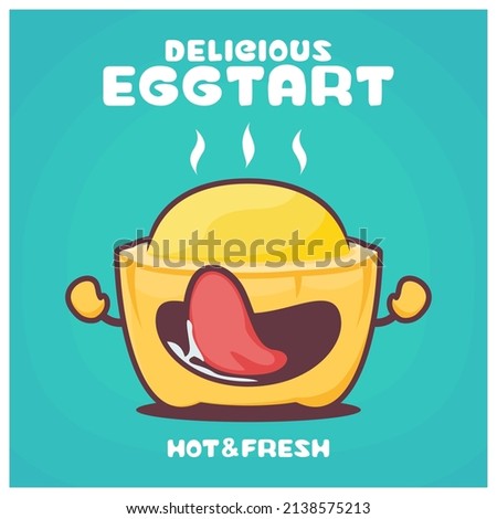 egg tart cartoon. food vector illustration. with a funny expression