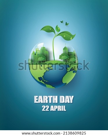 World environment and earth day concept, paper cut 3d . Royalty-Free Stock Photo #2138609825