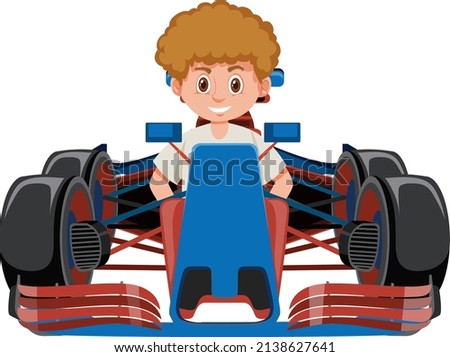 A man driving formula one racing car illustration