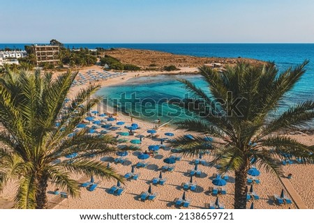 Vathia Gonia beach in Ayia Napa, Cyprus Royalty-Free Stock Photo #2138659721