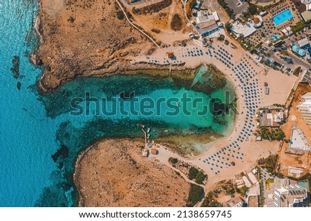 Vathia Gonia beach in Ayia Napa, Cyprus Royalty-Free Stock Photo #2138659745