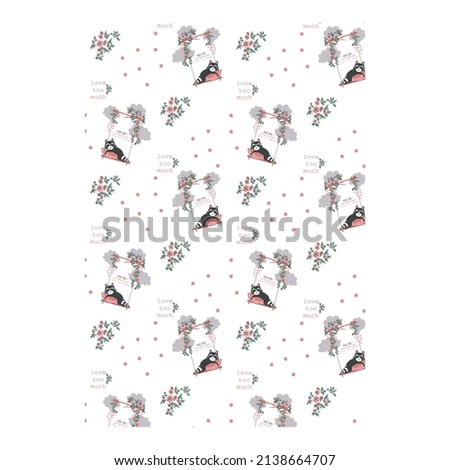 the cute marten vectorial drawing pattern is designed for t-shirts on a white background.eps