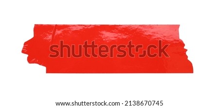 Piece of red adhesive tape isolated on white, top view Royalty-Free Stock Photo #2138670745