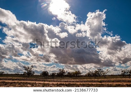 Cloudy skies before a storm in outback Australian desert.