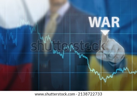 Effect of war on global economy in 2022 and 2023. Economic crisis that will seriously affect Russia in 2022 due to conflict with Ukraine. Bankruptcy and financial crisis concept. Royalty-Free Stock Photo #2138722733