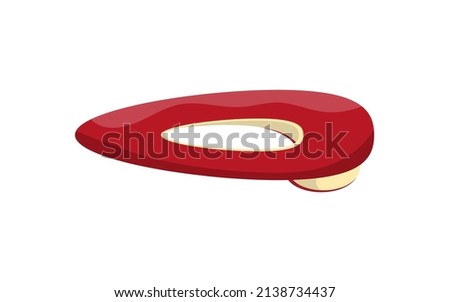 Red female hairpin isolated on white background. Cartoon style. Vector.