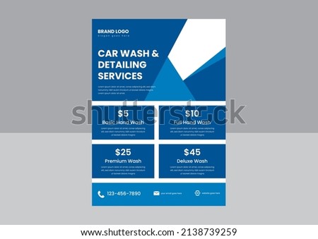 car wash  detailing services flyer poster design template. car wash flyer design in vector format. mobile car wash flyer