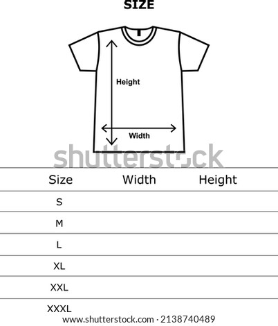 t shirt size chart without number