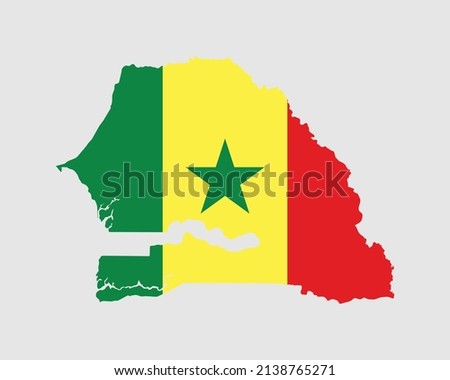 Senegal Flag Map. Map of the Republic of Senegal with the Senegalese country banner. Vector Illustration.