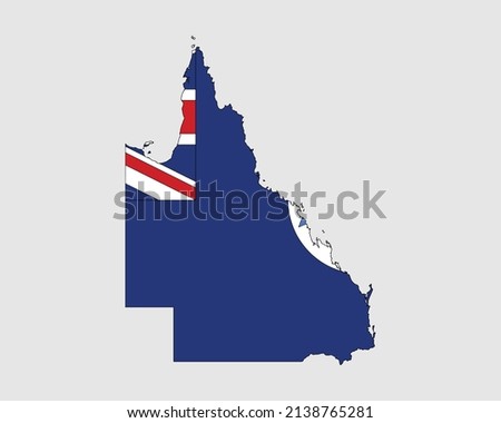 Queensland Map Flag. Map of Qld, Australia with the state flag. Australian State. Vector illustration Banner.