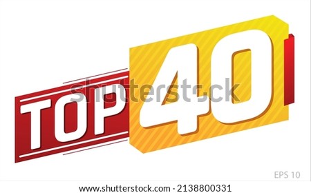 Top 40 word on red and yellow ribbon. Vector illustration. Royalty-Free Stock Photo #2138800331