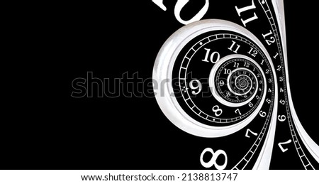 Abstract black and white background made of a twisted watch face. Creative time vortex concept. Royalty-Free Stock Photo #2138813747
